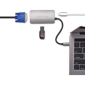 PEPPER JOBS USB-C Hub 3-in-1 Multiport Adapter with VGA, USB3.0 Thunderbolt, USB-C, Plug and Play, Compatible with MacBook Pro/Samsung/Dell XPS/Surface Book 2/HP Spectre x360/Yoga 910/Chrome