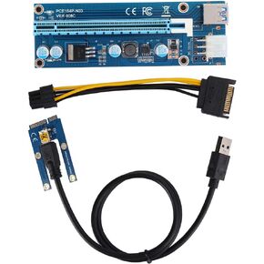 Mini Pcie to Pcie Adapter Mini Pci E 2.5Gbe Black Mini Pci E to Pci Express16X Extender Riser Adapter with Sata Power Cord for Video Card Mining