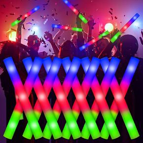 Lydazlab Foam Glow Sticks, 110pcs Foam LED Light Up Sticks Bulk with 3 Modes Flashing, Glow in the Dark Party Supplies for Wedding, Birthday, Raves, Concert, Halloween, Christmas, New Year, Carnival