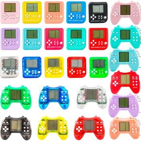 27 Pcs Mini Video Game Keychain Small Gamepads Keychains Multicolors Video Game Key Chains Bulk for Kids School Birthday Party Favor Supplies