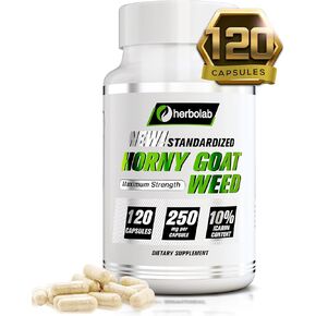 herbolab Horny Goat Weed Extract, Standardized to 10% Icariin, 250mg x 120 Capsules (AKA Epimedium Extract, Barrenwort, Bishop’s Hat, Fairy Wings, Yin Yang Huo)