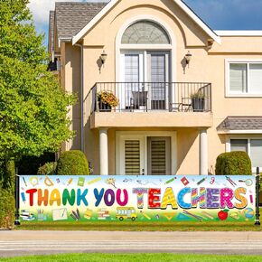 Teacher Appreciation Decoration Banner Thank You Teachers Indoor Outdoor Yard Hanging Banner Sign