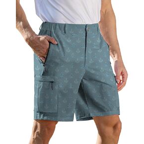 zeetoo Men's Golf Shorts Elastic Waist Quick Dry for Flat Front Travel Casual Shorts with 5 Pockets