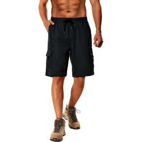 Pioneer Camp Men's Hiking Cargo Shorts 11" Quick Dry Elastic Waist with 7 Pockets Outdoor Work Tactical Travel Golf Fishing