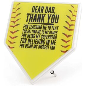 ChalkTalkSPORTS Softball Stitches Home Plate Plaque | Your Message to Dad | Ready to Autograph