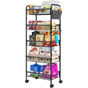 عربة تخزين معدنية متدحرجة مكونة من 5 طبقات، أرفف تخزين لعربة تنظيم الأدوات مع 4 عجلات للحمام والمطبخ in Kuwait