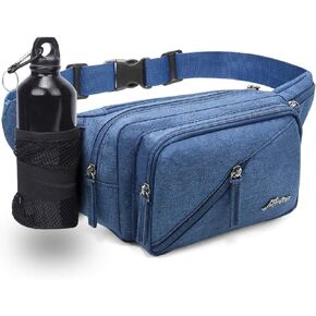 Afreter Fanny Pack Waterproof Waist Bag Pack Men Women Hip Bum Bag With Water Bottle Holder Adjustable Strap Suitable For Outdoors Workout Traveling Hiking Cycling Dog Walking Pouch Bag(black)
