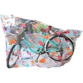 Bike Cover, Cute Clear Outdoor Storage Waterproof Bicycle Covers Heavy Duty Ripstop Material, Protection for All Types of Bicycles, Plus UV Protector Saddle Cover (For One Bike (White Pink Flowers))
