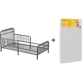 سرير معدني من Little Seeds Monarch Hill Ivy مع مرتبة Safety 1st Nighty Night للأطفال والرضع، رمادي جرافيتي in Kuwait