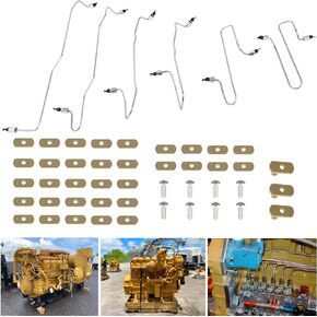 Fuel Injection Line Kit with Clamps Fits for CAT Caterpillar 3406 3406B 3406C 1917941 1917942 1917943 1917944 1917945 1917946