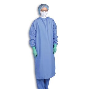 Medline MDT012080XL 1-Ply Blockade Surgeon/Surgical Gown, Snap Neck, Tie Back, Ceil Blue, X-Large, Pack of 12