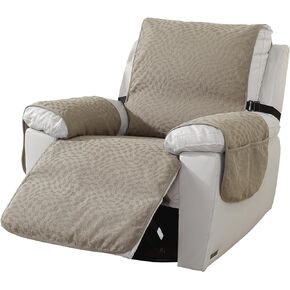 SYSLOON Water Resistant Recliner Chair Cover, Heavy Duty Non Slip Recliner Cover, Washable Recliner Chair Seat Cover, Living Room Recliner Cover with Pocket for Kids and Pets,Recliner Chair/Grey