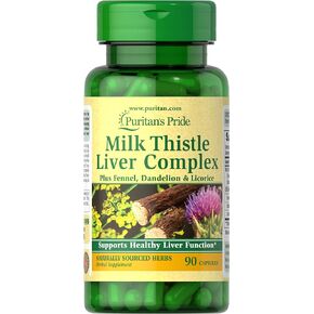 Puritan's Pride Milk Thistle Liver Complex, Supports Healthy Liver Function, 90 Count, White