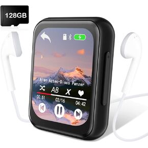 128GB MP3 Player with Bluetooth 5.3, Portable Digital Lossless Music Player with Built-in Speaker, 2.0 in Full Touch Screen, HiFi Sound, FM Radio, Voice Recorder, Earphones Included