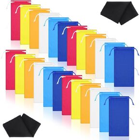 Ferraycle 100 Pcs Microfiber Pouch Case Bulk Microfiber Soft Sunglasses Pouch with 2 Eyeglass Cleaning Cloth for Storage