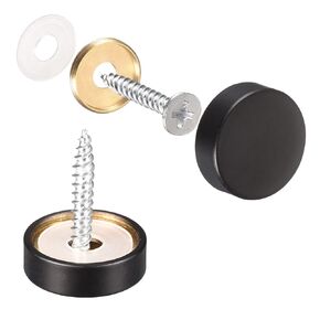 uxcell Mirror Screws, 12mm/0.47", 4Pcs Brass Decorative Cap Screws Cover Nails Fasteners for Mirror Tables Bath Plates Wardrobes Glass Signs, Black