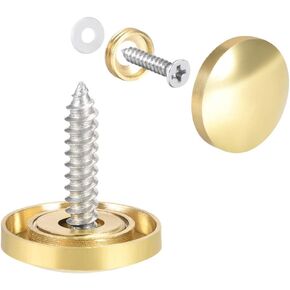 uxcell Mirror Screws Decorative Caps Cover Nails Polished Gold 18mm 4pcs