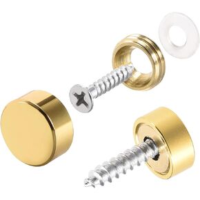 METALLIXITY Mirror Screws (12mm/0.47") 8Pcs, Decorative Cover Cap Nails Brass Electroplated - for Sign Advertising Hardware, Construction, Gold Tone