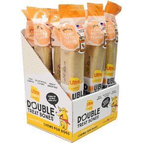 Ultra Chewy Double Treat Bones: Long-Lasting Dog Treats Made in USA for Large and Small Breeds, Highly Digestible, Ideal for Aggressive Chewers (Peanut Butter, 24 Count)