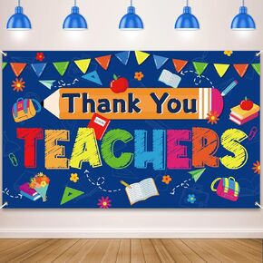 Teacher Appreciation Week Backdrop Banner Decorations 71 X 43 Inch Thank You Photo Backdrop Teachers Sign Banner for Classroom Decor Thanks Teacher Photo Booth Props for School Party Wall Background