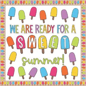 72Pcs Summer Ice Pop Bulletin Board Decor Set Colorful Popsicle Paper Cutouts with 100Pcs Glue Points Sweet Summer Ice Lolly Cut-Outs for School Classroom Home Party Supplies
