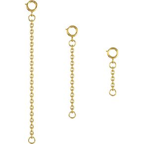 Bonison Necklace Extender Gold - 18k Gold Plated Chain Extenders for Necklaces, Gold Necklaces Bracelet Anklet Extenders for Women Jewelry Making (3 pcs Gold (1 2 3 Inch))