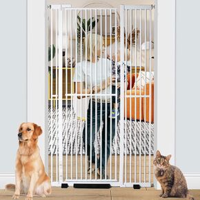 SHYUJAJIE 71 inch Extra Tall Cat Pet Gate Baby Gate Adjustable 29.13" and 45.63" Wide Pressure Mounted Walk Through Swing Safety Pet Gates Child Gate for Stairs, Doorway, House (71 * 45inch)