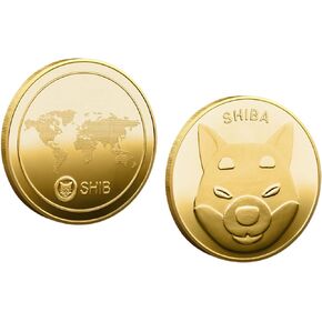 2 Pcs Shiba Coin Souvenir with Protective Coin Case, Gold Plated Shiba Inu Coin for Commemorative Collectors, Decentralized Meme Token, Shiba Collection, Crypto Currency Coin SHIB for Gift (Gold-Gold)