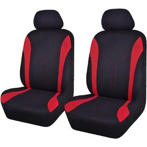 Flying Banner Car Seat Covers Front Seats and Rear Bench Mesh Fabric Rear Bench Split Polyester Cover Easy Installation SUV CAR Woman Lady Femal (Front Set, Black Red)