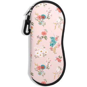 NPOOYI Sunglasses Soft Case, Ultra Light Portable Neoprene Zipper Glasses Case, Eyeglass Case with Carabiner for Men Women