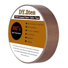DY.2ten 2 PCS Teflon high Temperature Tape, 1/2-inch x 33 Feet, Sealing Machine,PTFE Coated Fiberglass Telfon Tape, wear-Resistant Heat Insulation Tape, Anti-Stick Insulation Cloth