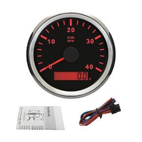 ELING Universal Diesel Tachometer RPM REV Counter with Hour Meter 4000RPM 85mm 12V 24V with Backlight