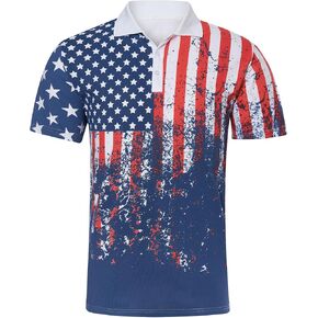 UNIFACO Men's American Flag Polo Shirt Patriotic Performance Golf Short Sleeve Polo T-Shirts M-XXL in Saudi Arabia