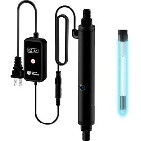 AquarMiracle U-VC Light for Aquarium with Timer, Amphibian Aquarium U-V Light for in-line and in-Tank Use, Green Boom Clean Light, 10W, for Aquariums 75-120 Gallons(10W)