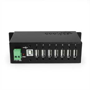 Coolgear USB 2.0 7-Port hub with Surge Protection Din Rail mounting - NEC chip