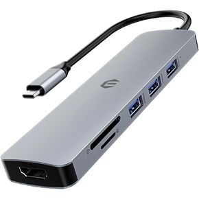 USB C HUB, TOTU 6 in 1 Docking Station USB C Adapter with 4K HDMI, SD&TF Card Slot, 3 USB 3.0, Compatible for USB C Laptops and Other Type C Devices
