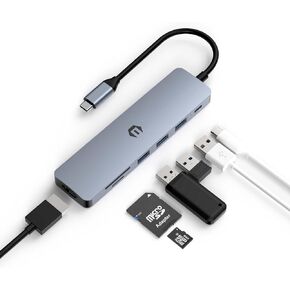 USB Hub, TOTU USB C Hub 7-in-1 Multiport Adapter for Type C Laptop, with 4K HDMI, 100W PD, 3 USB 3.0, SD/TF Docking Station TOTU multiport Adapter, for Type C Laptop