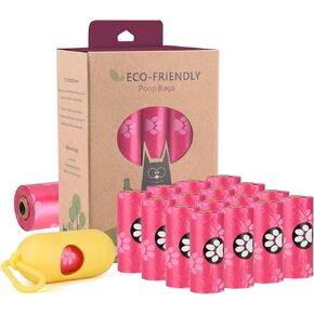 Biodegradable Dog Poo Bags with Holder-240 Large Poop Bags, Corn Starch Blended Compostable Poo Bag, Extra Thick Strong Leak Proof Poop Waste Bag for Dogs (Green)