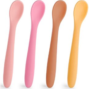HANSGO 8PCS Silicone Feeding Spoons, Baby Spoons Silicone Training Spoons Baby Utensils Infant Spoons for First Stage Baby and Parents