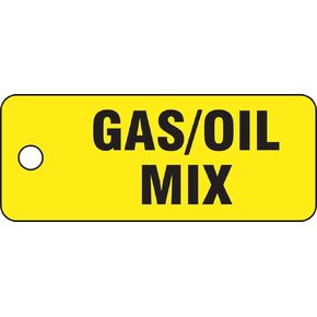 Accuform Signs TCH206 Container Tag, Legend "Gas/Oil Mix", 2" Length x 5" Width x 0.080" Thickness, Polycarbonate, Black on Yellow