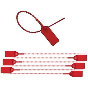 ZWY Security Seals Pull-Tite Plastic Tamper Seals Disposable Self-Locking Tie Tags 500 Pack(Red)