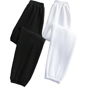Floerns Girl's 2 Pcs Elastic Waist Active Running Solid Jogger Sweatpants