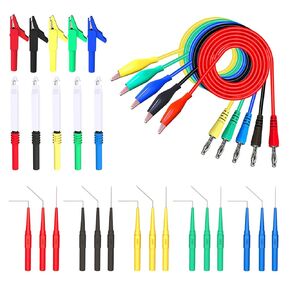 Liiamoar 110 Pcs Automotive Circuit Test Lead Kit, Multimeter Test Leads Kit, Electrical Test Kit, Back Probe Kit Automotive, Relay Wire Connector Kit (with Black Carrying Case), Alligator Clips
