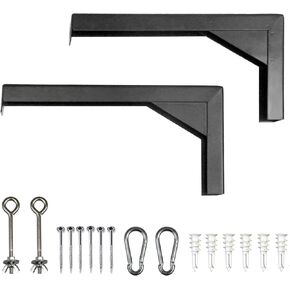 Elite Screens 12" Black Projector Screen L-Brackets, Reinforced Single Metal Welded Construction, Wall or Ceiling Mount - Includes Hooks and Hardware, Model: ZVMAXLB12-B