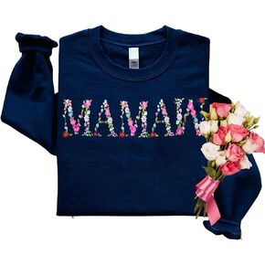 Regamor Embroidery Floral Mamaw Sweatshirts For Grandma Gift Sweatshirt From Grandkids Flower Gift Mothers Day Christmas