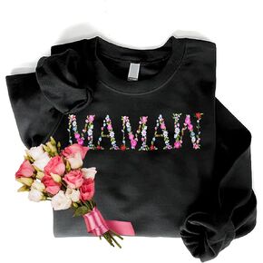 Regamor Embroidery Floral Mamaw Sweatshirts For Grandma Gift Sweatshirt From Grandkids Flower Gift Mothers Day Christmas