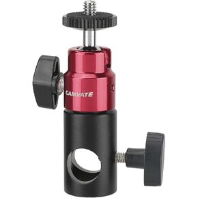 CAMVATE 16mm Light Stand Head Adapter + Ball Head Support with Double End 1/4"-20 Threads(Red) - 2880