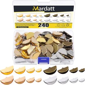 Mardatt 240 قطعة 4 ألوان نصف دائرية شريطية أطراف تجعيد طرفية مجموعة متنوعة، 13/15/20/25 مم شريط جلدي نهاية سوار مرجعي، قبعات سلكية مع حلقة لصنع المجوهرات بنفسك in Kuwait