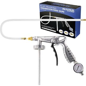 Master Elite Air Rust Proofing and Undercoating Gun with Gauge - 22" Long Flexible Extension Wand with Multi-Directional Nozzle - Apply Spray Truck Bed Liner Coating, Rubberized Undercoat, Chip Guard