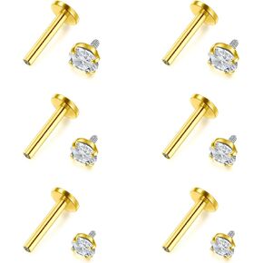FECTAS Cartilage Earring Forward Helix Earrings Internal Threaded Lip Rings Stud Medusa Piercing Jewelry Rose Gold 16G